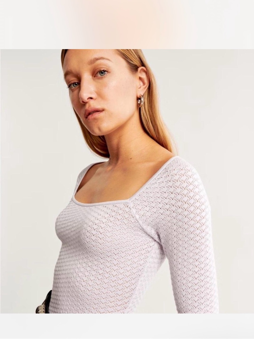 Abercrombie Cream Knit Long Sleeve Bodysuit